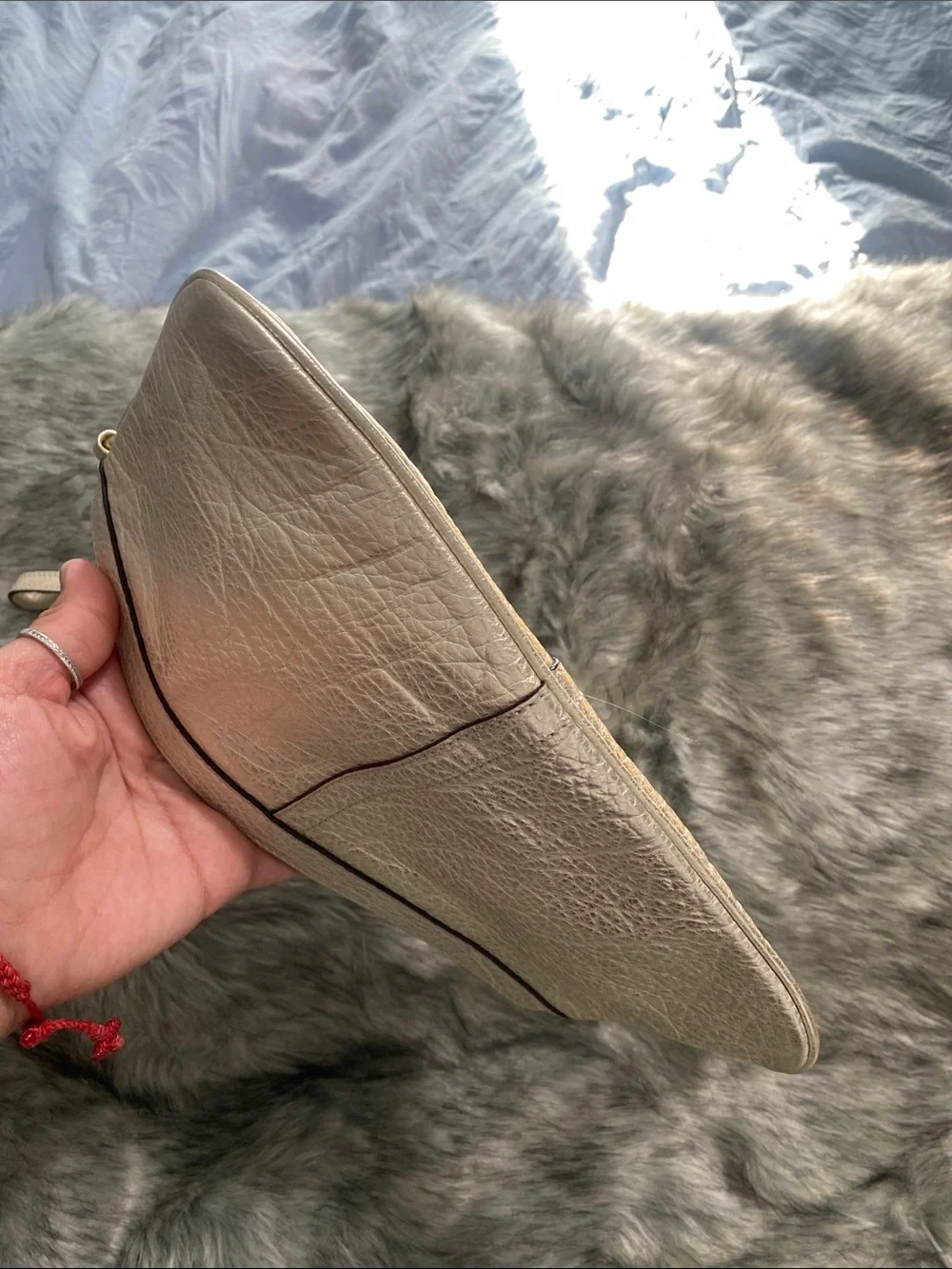 Coach Pebbled Leather Wristlet in Light Taupe